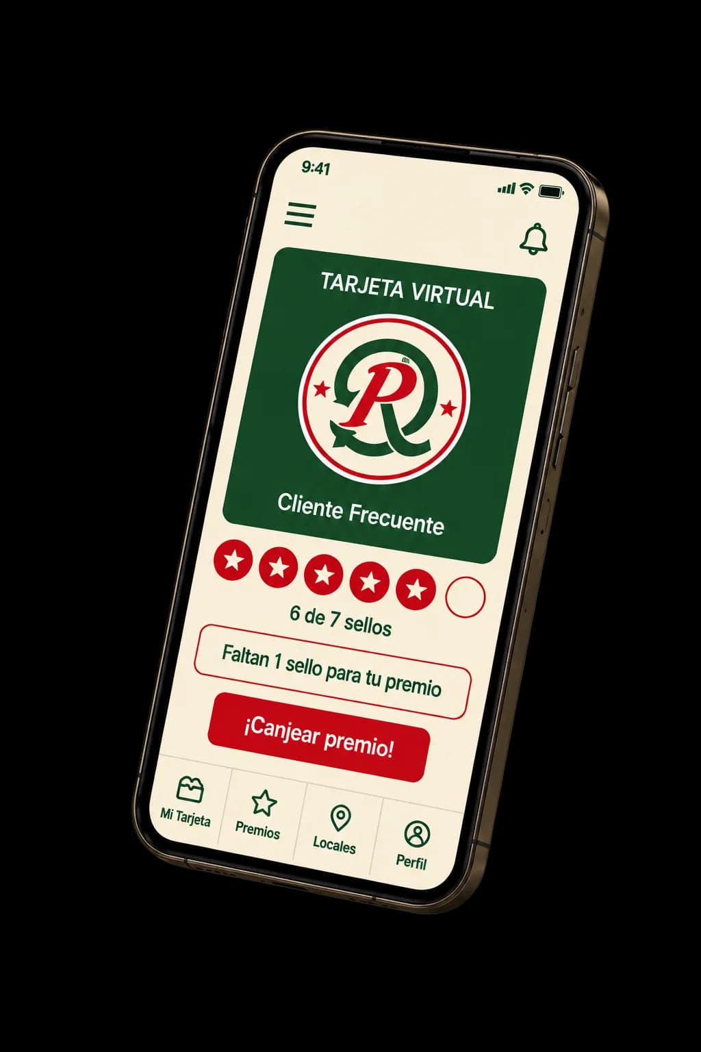Tarjeta virtual de fidelización en celular
